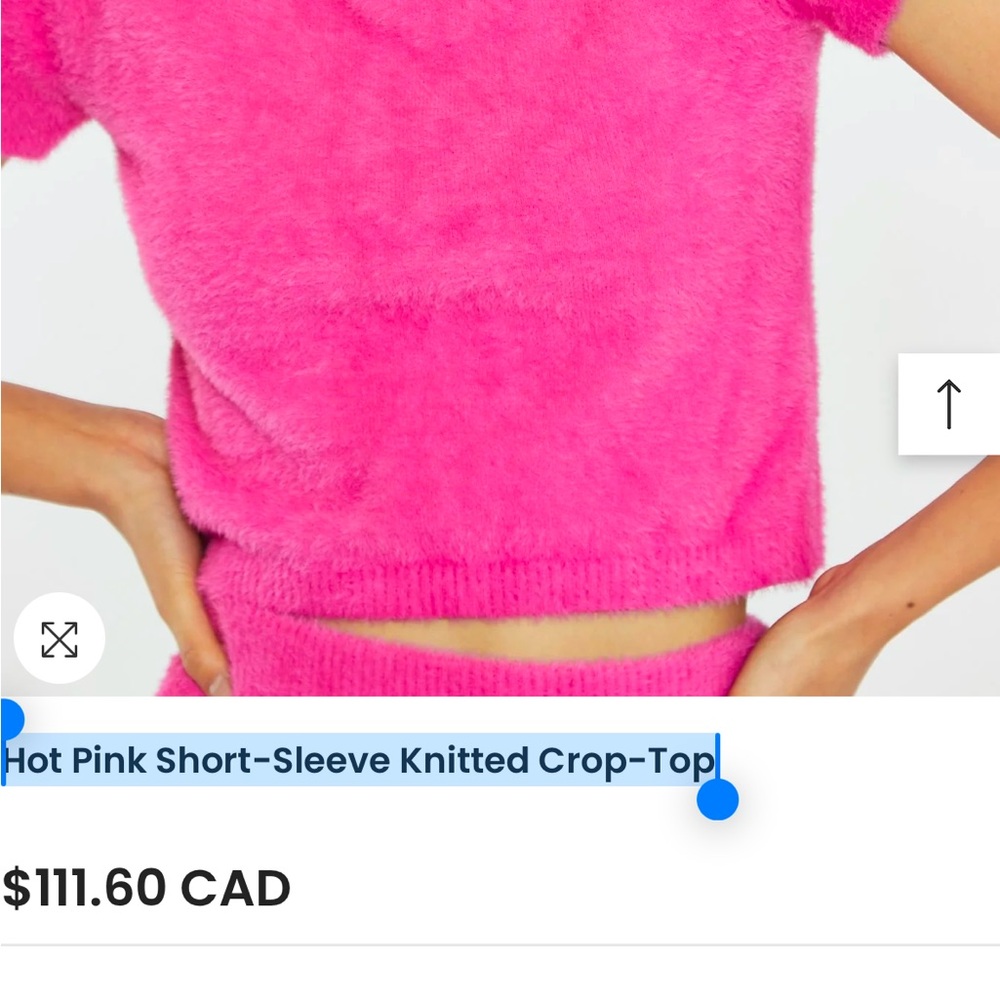 NWT Hot Pink Short-Sleeve Knitted Crop-Top US6